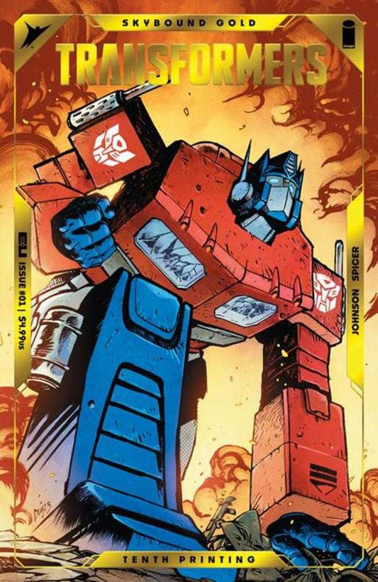 Transformers 1 Tenth Printing Cover A Daniel Warren Johnson & Mike Spicer Optimus Prime Gold Foil Emboss - Cadets Toys & Comics