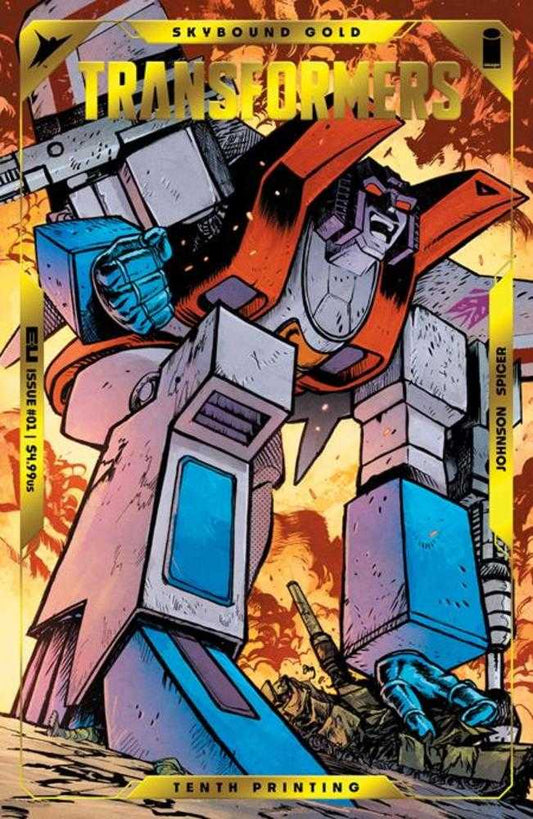 Transformers 1 Tenth Printing Cover B Daniel Warren Johnson & Mike Spicer Starscream Gold Foil Emboss Variant - Cadets Toys & Comics