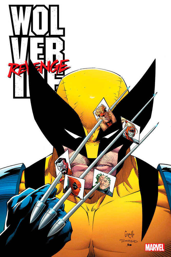 Comic book cover featuring Wolverine with his claws out. Small squares show portraits of his enemies. The title reads "Wolverine Revenge."
