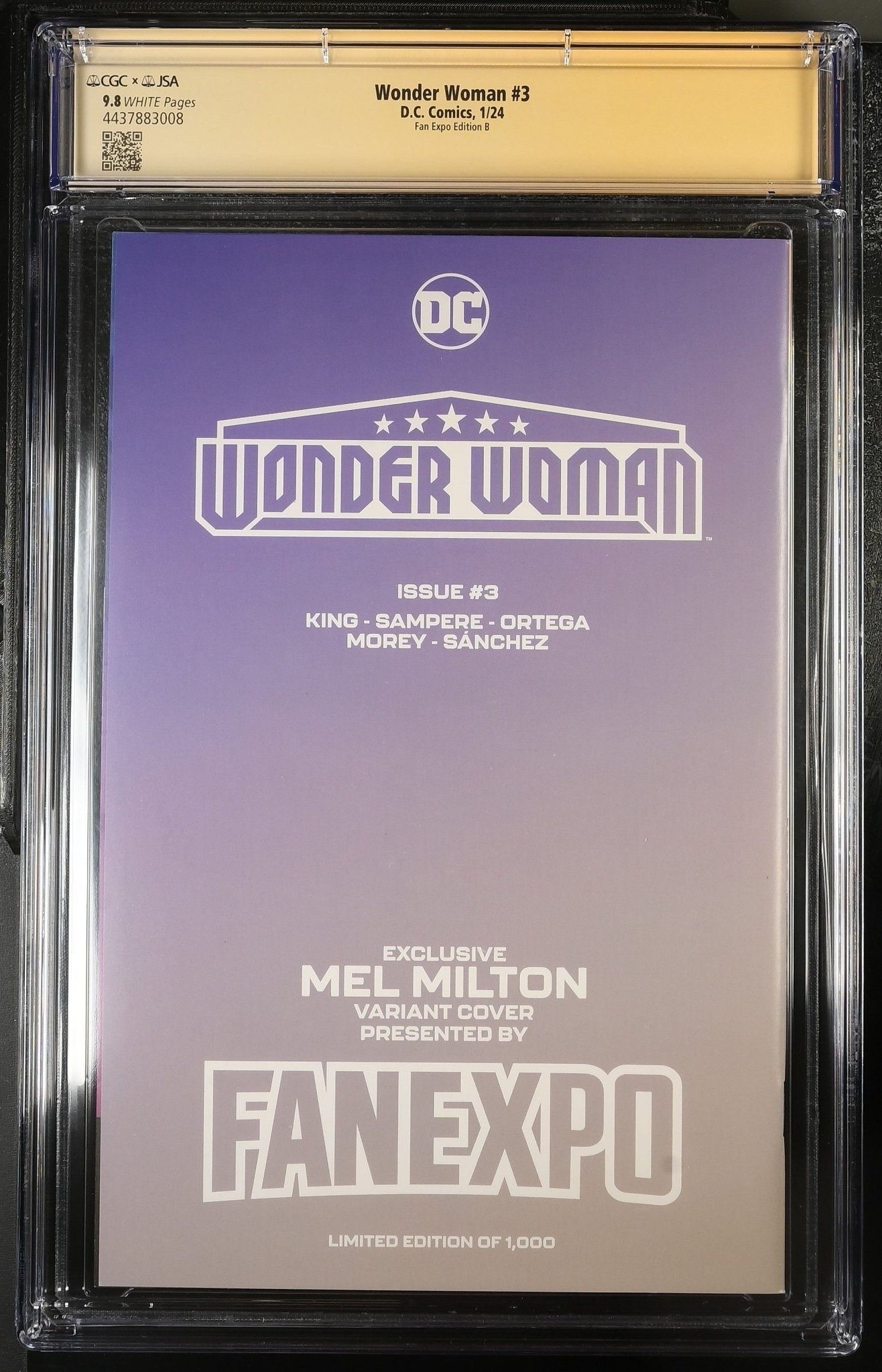 Wonder Woman 3 Fan Expo Edition B CGCxJSA 9.8 Signed by Mel Melton - Cadets Toys & Comics