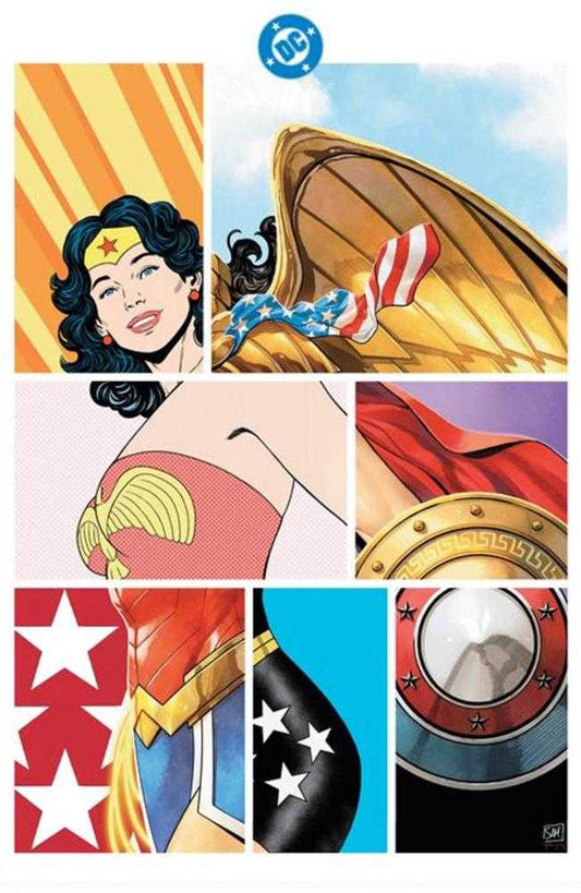 Comic book panel collage of Wonder Woman.
