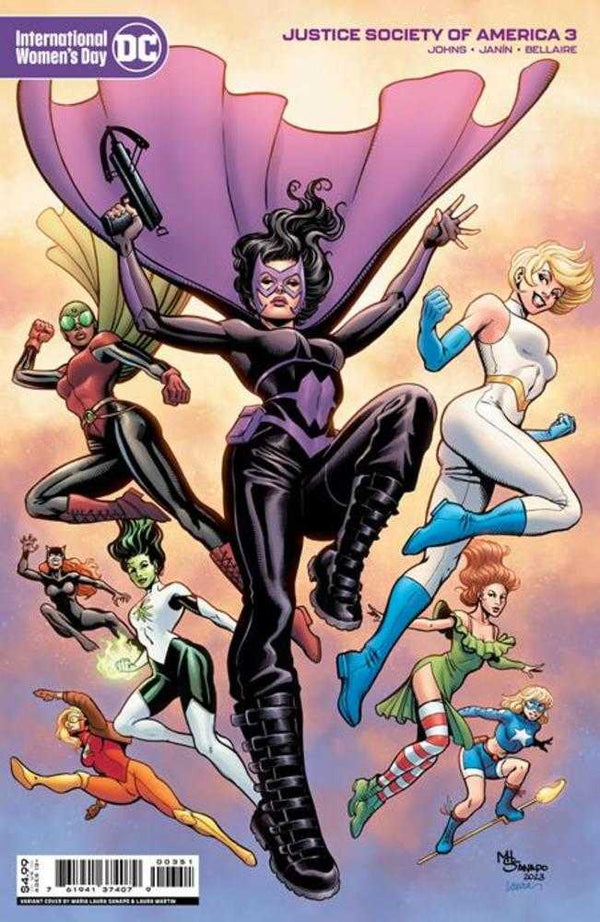 Comic book cover featuring multiple DC superheroines with Huntress front and center, holding a crossbow.