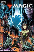 Here are some descriptive alt tags for the product image:

*   Comic book cover titled "Magic" with characters in fantasy attire amidst magical elements.
*   "Magic" comic book cover featuring figures in robes and armor with lightning and skeletons.
*   Illustration of "Magic" comic book with Planeswalkers and dark forces clashing.
