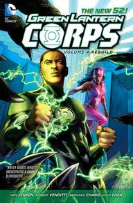 Here is an alt tag for the image you sent:

Comic book cover for Green Lantern Corps: Volume 4 with a black man in a green outfit and ring.