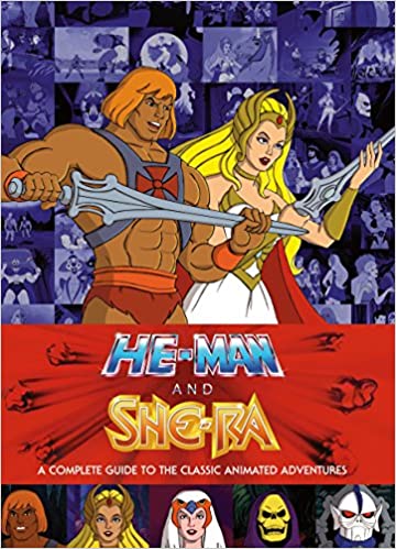 Cartoon book cover showing He-Man and She-Ra holding swords.