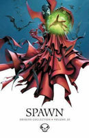 Comic book cover featuring Spawn, a figure with a flowing red cape and a green orb in his hand, surrounded by bats. The text at the bottom reads "SPAWN Origins Collection Volume 20."
